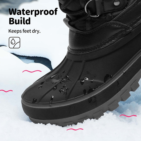 Kids Waterproof Snow Boots - BLACK - 1